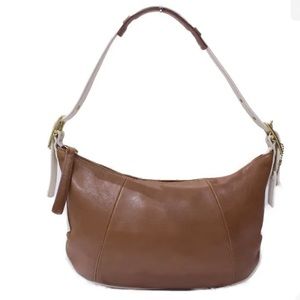 COACH Shoulder Hobo Handbag LOD 9214 Brown Leather with Off-White Trim NWOT